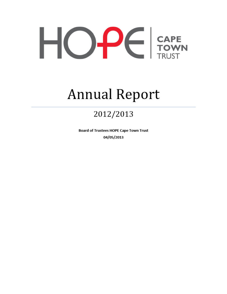 HOPE Cape Town Trust Jahresbericht 2012-2013