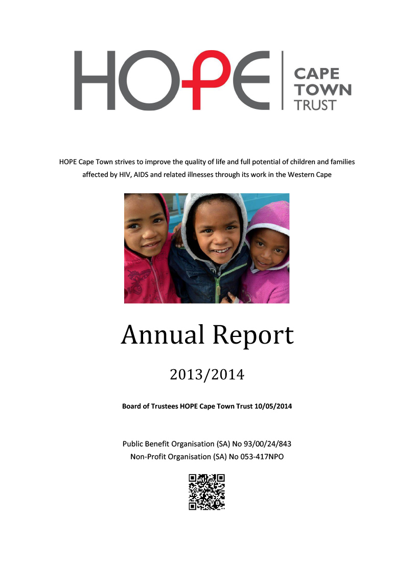 HOPE Cape Town Trust Annual Report 2013-2014