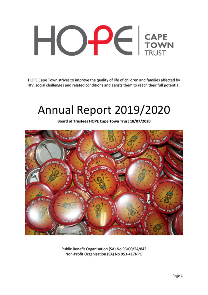 HOPE Cape Town Trust Jahresbericht 2019-2020