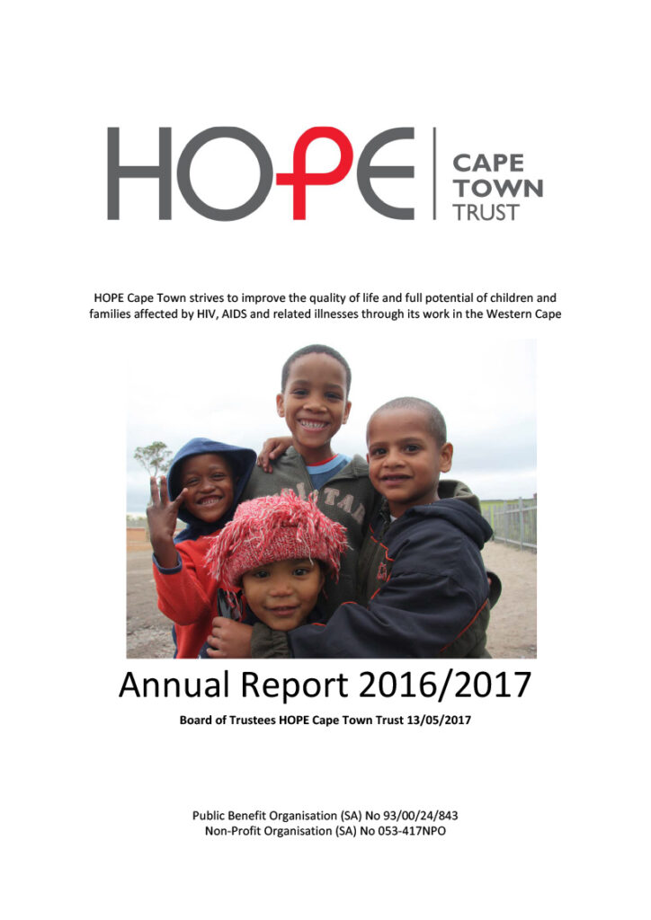 HOPE Cape Town Trust Jahresbericht 2016-2017